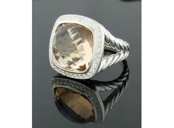 David Yurman Albion Ring With Champagne Citrine And Diamonds, 14mm