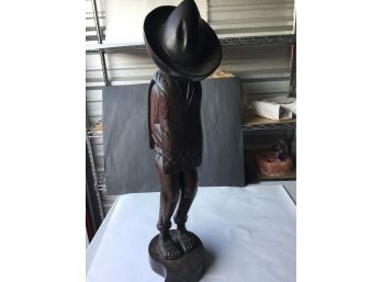 31 Inches Tall ,Vintage Solid Wood Mexican Ombre Statue
