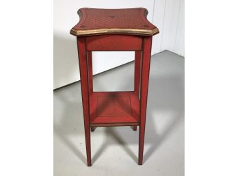 Fantastic Small Red Accent / Wine Table - All Hand Painted Details - Fantastic Antique Style Piece !