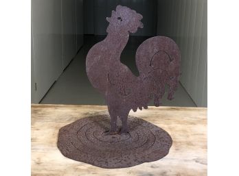 Fabulous Vintage FOLK ART Wrought Iron Yard Art - Wind Catcher Large Rooster - Hand Made
