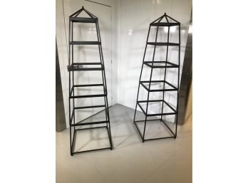 Pair Of Fabulous Decorator Etageres - Great Quality - Comes Completely Apart - All Glass Shelves Are Here