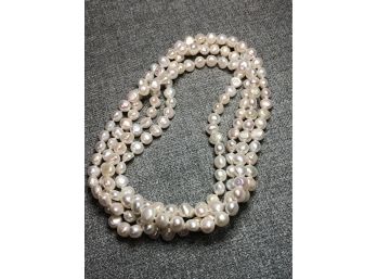2 OS 2 - Beautiful Brand New Super Long Genuine Cultured Baroque Pearl Necklace 63' - OVER 5 FEET !