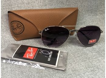 Amazing Brand New RAY BAN Aviator Sunglasses With Purple Lenses - Case - Polish Cloth - GREAT GIFT IDEA !