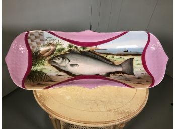 Spectacular Antique French Fish Platter - 1870 - 1900 INCREDIBLE - All Hand Painted - Very Large - AMAZING !