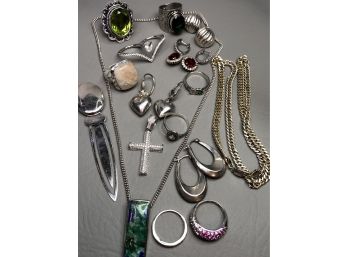 Fantastic All STERLING SILVER / 925 Jewelry Lot - 105 Grams - 3.38 Troy Ounces - All For One Bid - Nice Lot !