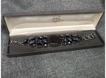 Gorgeous Sterling Silver / 925 Multi Gemstone Bracelet - Tanzanite With Center Gemstone - Fantastic Piece !