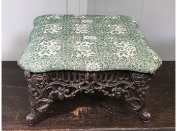 Very Pretty Cast Iron Victorian Style Foot Stool - Very Well Made - High Quality - Needs Recovering !