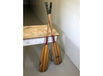 Great Pair Of Vintage / Antique Oars - Screwed Together For Display - GREAT NAUTICAL DECOR !