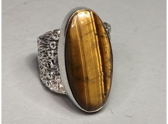 Fabulous Sterling Silver / 925 Artist Made With Tiger Eye - Very Pretty Piece - All Handmade - New / Unworn