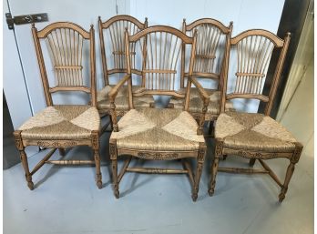 Set Of Six County French Chairs - Rush Seats - (4) Side Chairs - (2) Arm Chairs Bought At ABC Home For $2,900