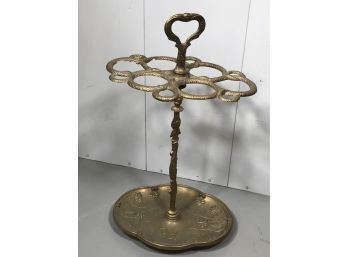 Fabulous Vintage Solid Brass Umbrella / Cane Stand With Serpent Top - Very Unusual Piece - Hard To Find