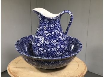 Fabulous Vintage Classic Calico By Royal Crownford / Staffordshire China - Pitcher & Bowl - A CLASSIC !