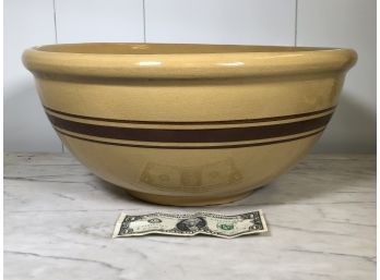 THE LARGEST ANTIQUE / VINTAGE YELLOW WARE MIXING BOWL IVE EVER SEEN - ITS HUGE ! WOW !