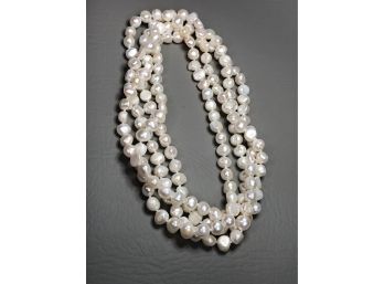 1 Of 2 - Incredible SUPER LONG Strand Of Genuine Freshwater Cultured Baroque Pearls - 62' Long - OVER 5 FEET