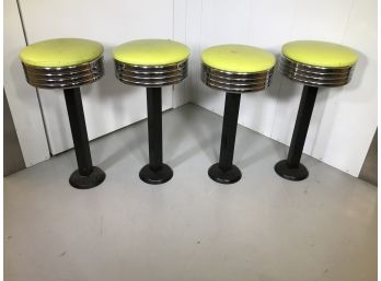 Awesome Art Deco Style Diner Stools By Waymar - Needs Recovering - Bolts Directly To Floor - GREAT SET !