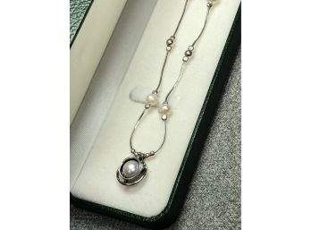 Gorgeous Vintage Style Sterling Silver / 925 & Pearl Necklace - Artisan Made - JUST BEAUTIFUL - Made In Israel