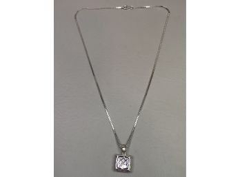 Lovely Sterling Silver / 925 Marcasite Pendant With Sterling Box Chain Necklace - Fantastic Piece By MARC