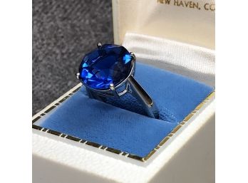 Fabulous Sterling Silver / 925 Adjustable Ring With Swiss Blue Gemstone - Beautiful Piece - Great Gift !