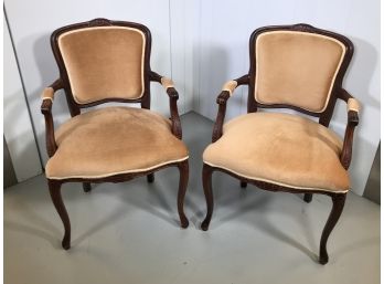 Lovely Pair Of French Style Armchairs - Everything In Great Condition - Some Carving The Top & The Legs !