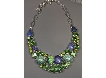 Incrdible Sterling Silver / 925 Necklace With Triplet Fire Opal - Peridot - Incredible Necklace - Amazing !