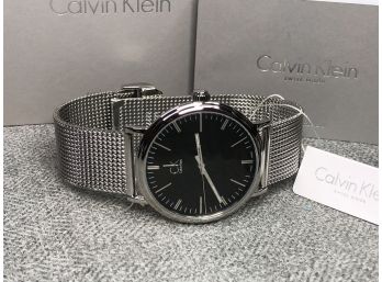 Fantastic Brand New $385 CALVIN KLEIN / CK Mens Watch - Swiss Made - All Stainless Steel - Incredible Watch