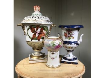 Three Lovely Pieces Of Decorative & Fancy Porcelain - One Piece Is From Chelsea House - ALL HIGH QUALITY !