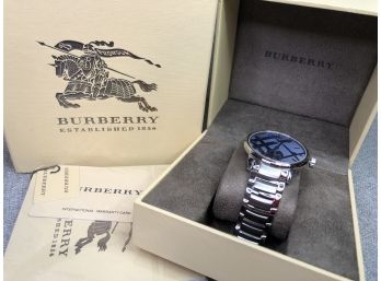 Incredible $595 BURBERRY Brand New Mens / Unisex Watch - Swiss Made - Blue Dial - Comes With Box & Papers