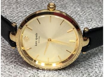Brand New $385 KATE SPADE Ladies Watch - Goldtone With Leather Strap - New In Box - Great Gift Item ! NEW !
