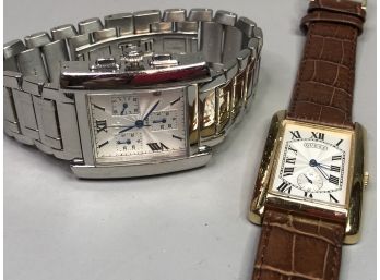 Two New Watches By GUESS - Both Are Retro Styles - Both Have New Batteries - Great Look - Great Gift Idea !