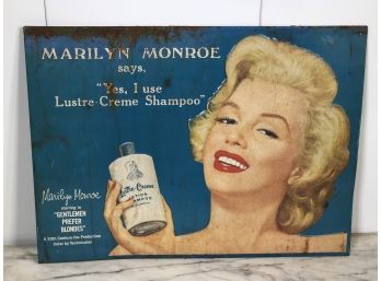 Very Cool Vintage Style Tin Sign Featuring Marilyn Monroe - Great Advertising Piece - As - Is Condition