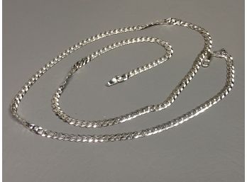 Very Nice - Brand New STERLING SILVER / 925 Unisex 24' Necklace / Curb Link Chain - Nice ! - Made In Italy !