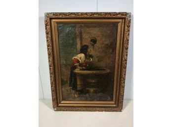 Fabulous Unsigned Antique Oil On Canvas Painting - VERY WELL DONE - Its Quite As Is - Needs Full Restoration