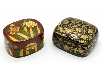 Pair Of Two Vintage Lacquered Asian Boxes