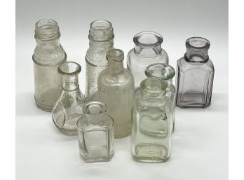 Lot Of Nine Vintage Glass Bottles