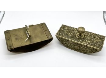 Pair Of Vintage Brass Ink Blotters