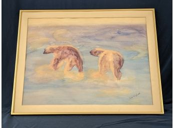 Original Signed Watercolor By Ruth R Smith 'Polar Bear'