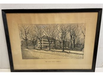 The Old Yale Campus . By A L Papanti . Original Pen And Ink  Signed And Dated 1921