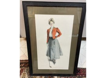 Original Howard Chandler Christy Woman Golfer Lithograph Poster . Signed 1900( Not A Repro)