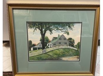 Antique Country Home Watercolor By Armin  Hemberger 1896-1974 Yale  Medical School Illustrator.   .