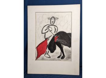 Signed 'K.A.K. '62' Kaaren Killeen Bullfighter Sketch / Study Painting