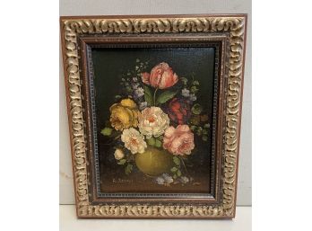 Italian Floral Still Life By R.Rosini 8x10 Oil On Canvas