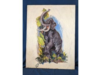 Oil On Canvas Elephant Painting ~ Illustration For Tarzan's Jungle Book ???