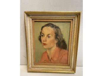 1940s Portrait Of A Woman 8x10 Oil On Canvas . Art Student Leaque Style NY.