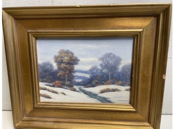 Fabulous   Snow Scene By Francis Dixon 1879-1967 Listed American Artist With Many Auction Records