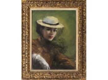 Portrait Painting By Pal Fried 1893-1976. Hungarian -American Well Listed Artist With Numerous Auction Records