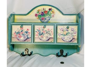 Hand Painted Coat Hanger Wall Hanging With Drawers