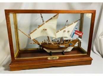 'Kuwait Boom' Model Ship In Display Case 15.5' X 11' X 5'