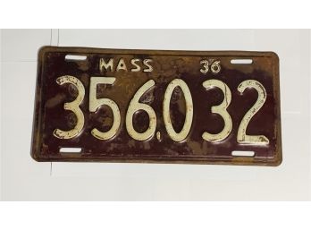 1936 Old Vintage Massachusetts License Plate 2