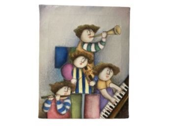 Joyce Roybal, 'Musical Children' Acrylic On Canvas