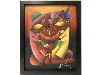 Signed Oil By Haitian Artist Jean Bruno Louisius